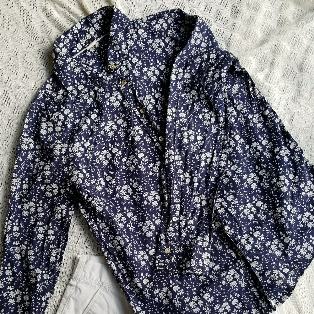 JCrew navy blue with floral blouse